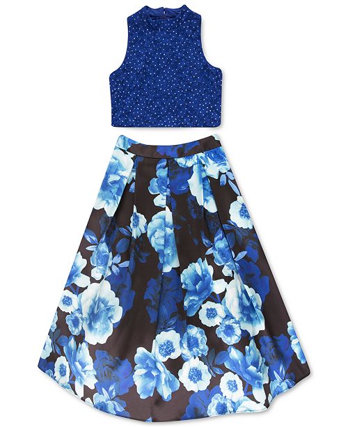 Speechless Big Girls Plus Size 2 Pc Lace Top Floral Print Skirt