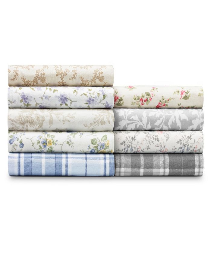 Laura Ashley Faye Toile Flannel Twin Sheet set Macy's