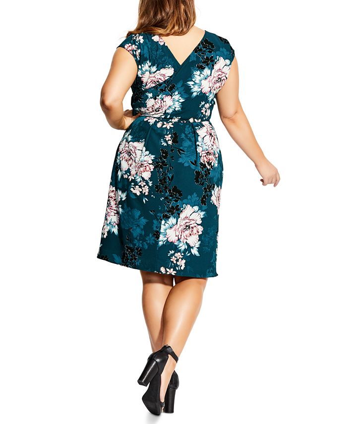 City Chic Trendy Plus Size Floral Print Faux Wrap Dress Macys 6455