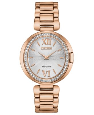 Citizen - Women's Capella Diamond-Accent Rose Gold-Tone Stainless Steel Bracelet Watch 34mm