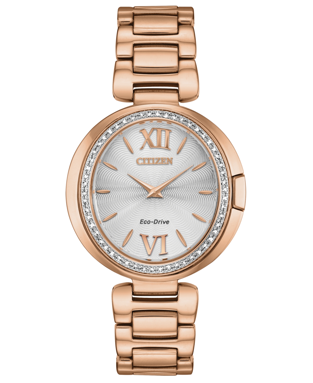 Citizen Eco-Drive Women's Capella Diamond-Accent Rose Gold-Tone Stainless Steel Bracelet Watch 34mm - Rose Gold