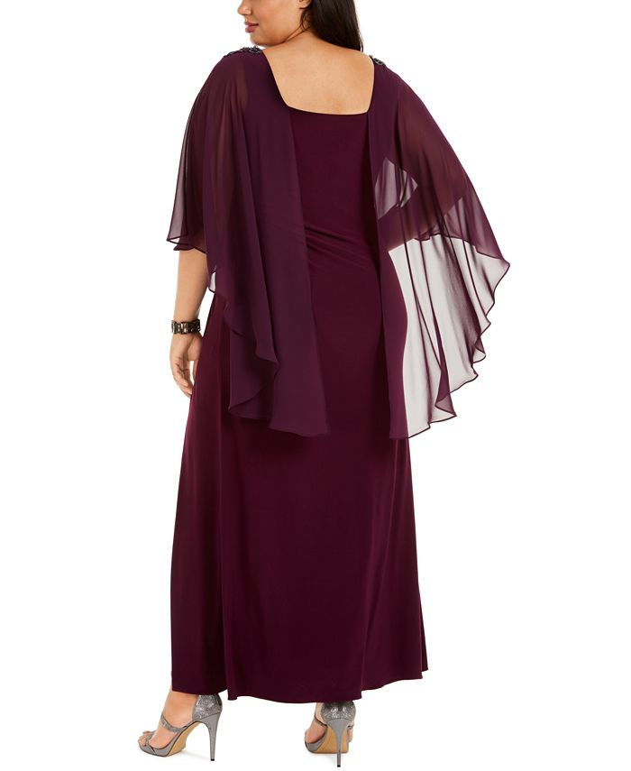 Adrianna Papell Plus Size Capelet Gown - Macy's