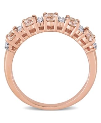 Morganite (1 ct. t.w.) and Diamond (1/6 ct. t.w.) Semi Eternity Ring in 14k Rose Gold