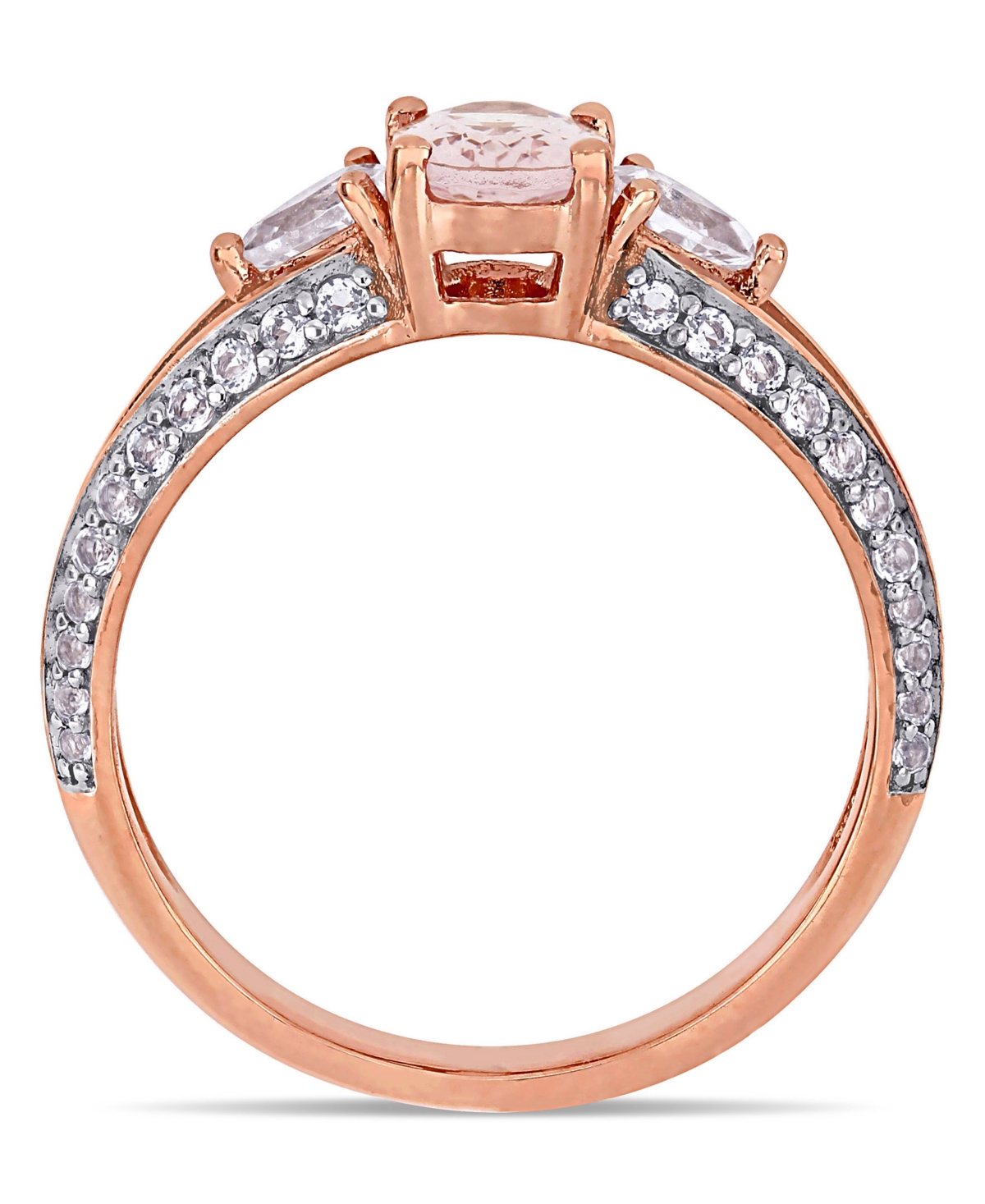 ( 3/4 ct. t.w.) and White Topaz (4/5 ct. t.w.) 3-Stone Ring in 10k Rose Gold - Morganite