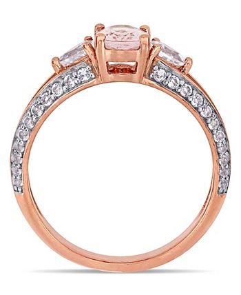 Macy's - Morganite and White Topaz (1-1/2 ct. t.w.) 3-Stone Ring in 10k Rose Gold