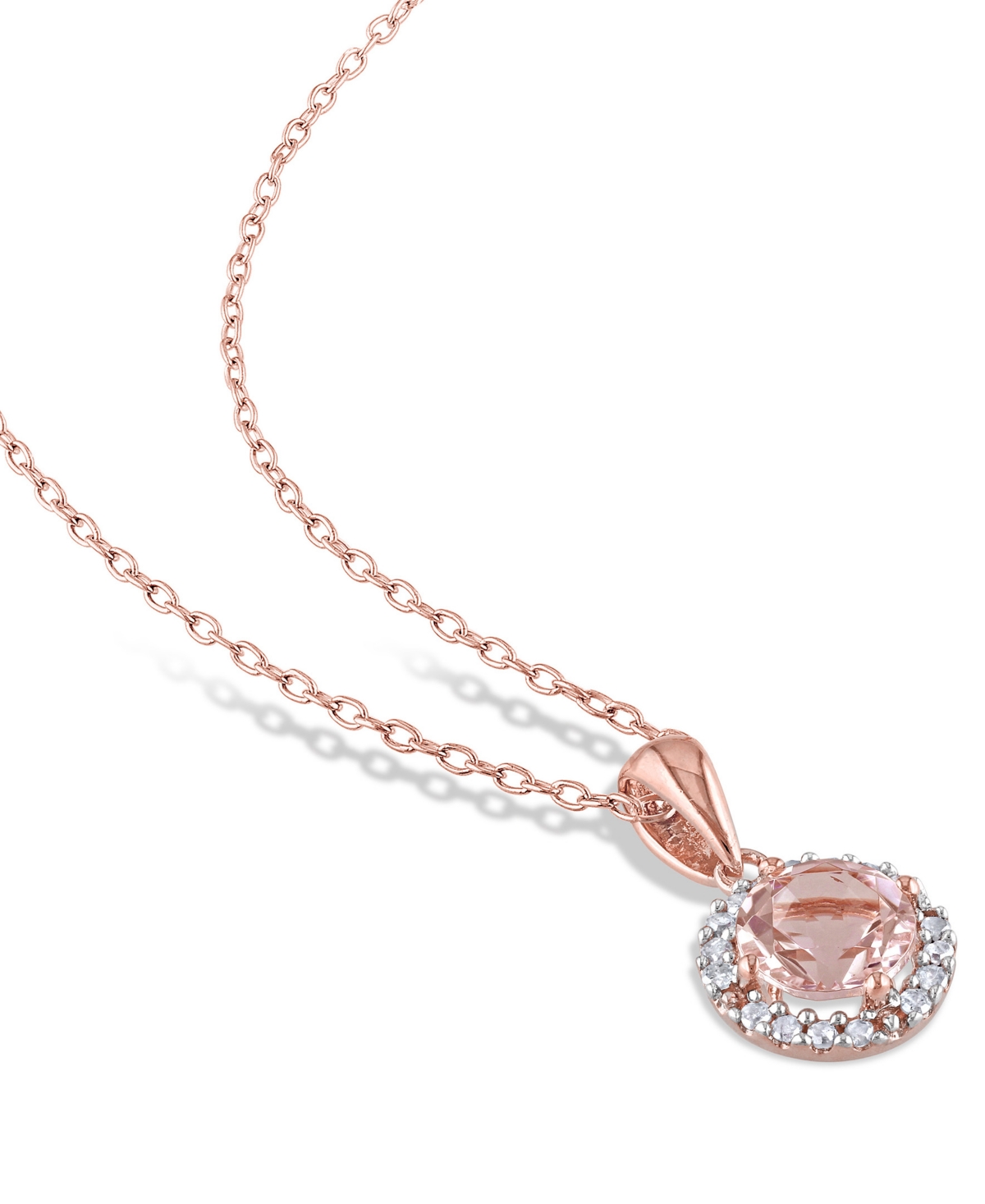 (2-5/8 ct. t.w.) and Diamond (1/4 ct. t.w.) Halo 3-Piece Necklace, Earrings and Ring Set in 18k Rose Gold Over Silver - Morganite