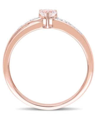 Morganite (1/4 ct.t.w) and Diamond (1/20 ct. t.w.) Heart Ring in 18k Rose Gold Over Silver