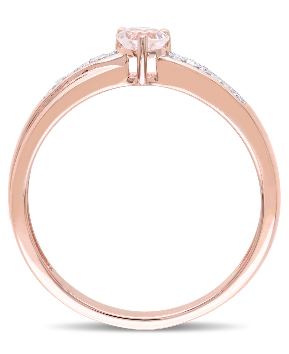(1/4 ct.t.w) and Diamond (1/20 ct. t.w.) Heart Ring in 18k Rose Gold Over Silver - Morganite