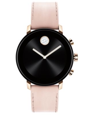 Movado Connect 2.0 Pink Leather Strap Touchscreen Smart Watch 40mm Macy s