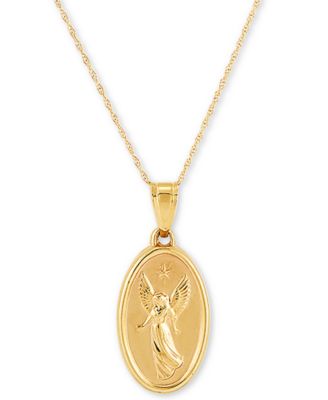 Macy's - Guardian Angel Medallion 18" Pendant Necklace in 14k Gold