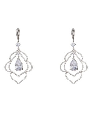 image of Nina Jewelry Scalloped Cubic Zirconia Leaf Earrings