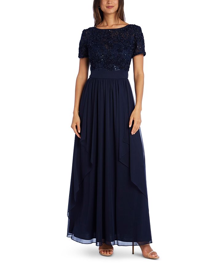 R & M Richards Sequin & Ruffle Gown - Macy's