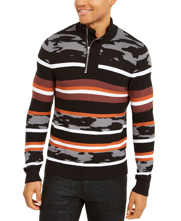 INC International Concepts INC Men's MultiPattern QuarterZip Sweater
