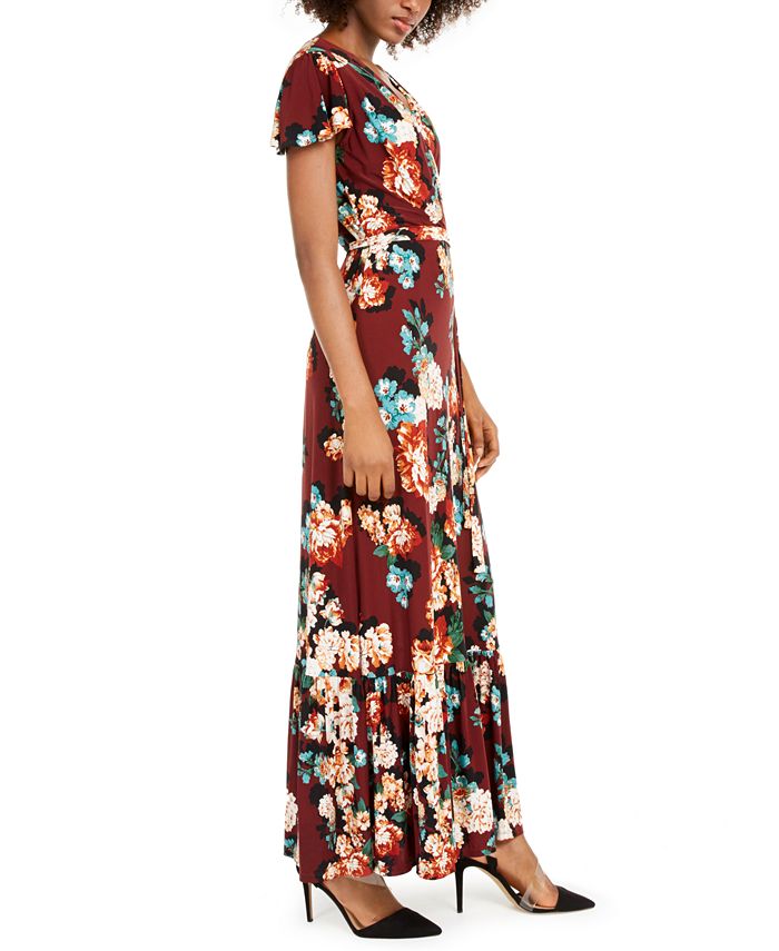 INC International Concepts INC Floral-Print Faux-Wrap Maxi Dress ...
