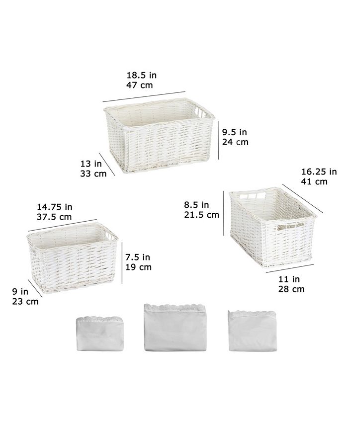 Badger Basket Set of Three Wicker Nursery Baskets with Liners Macy's