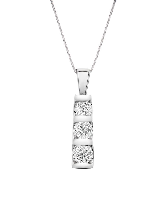 Macy's - Diamond Graduated 18" Pendant Necklace (1-1/2 ct. t.w.) in 14k White Gold