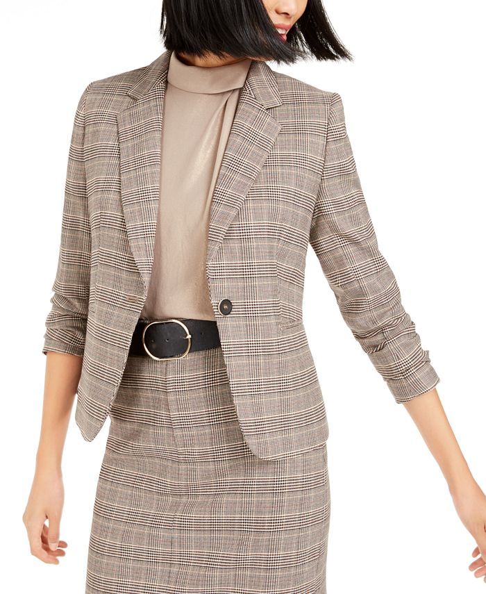 Bar III One-Button Plaid Blazer, Created for Macy's & Reviews - Jackets ...