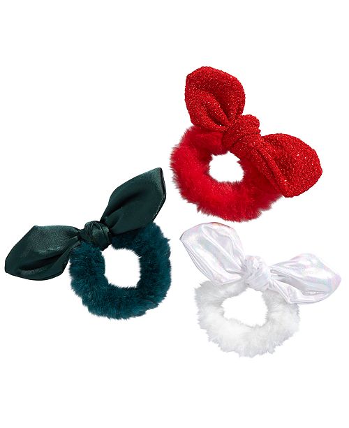On The Verge Little Big Girls 3 Pk Faux Fur Bow Hair Wraps