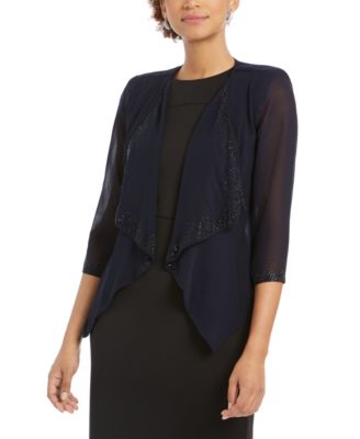 Calvin Klein - Illusion-Sleeve Rhinestone-Accented Shrug