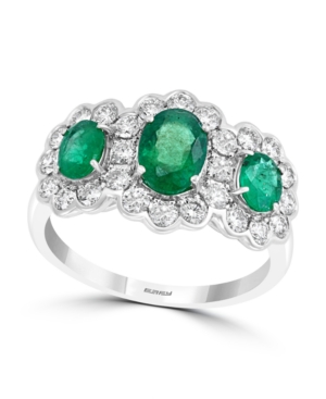 image of Effy Emerald (1-3/8 ct. t.w.) & Diamond (3/4 ct. t.w.) Ring in 14k White Gold