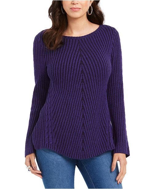 Style & Co Ribbed Knit Sweater, Created for Macy's & Reviews - Sweaters ...