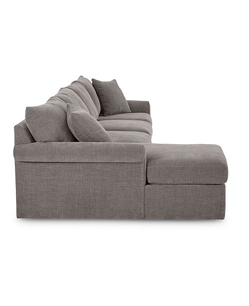 Furniture Wedport 3Pc. Fabric Sectional Sofa with Armless Full Sleeper