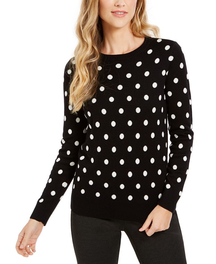 Charter Club Dot-Print Crewneck Sweater, Created For Macy's - Macy's