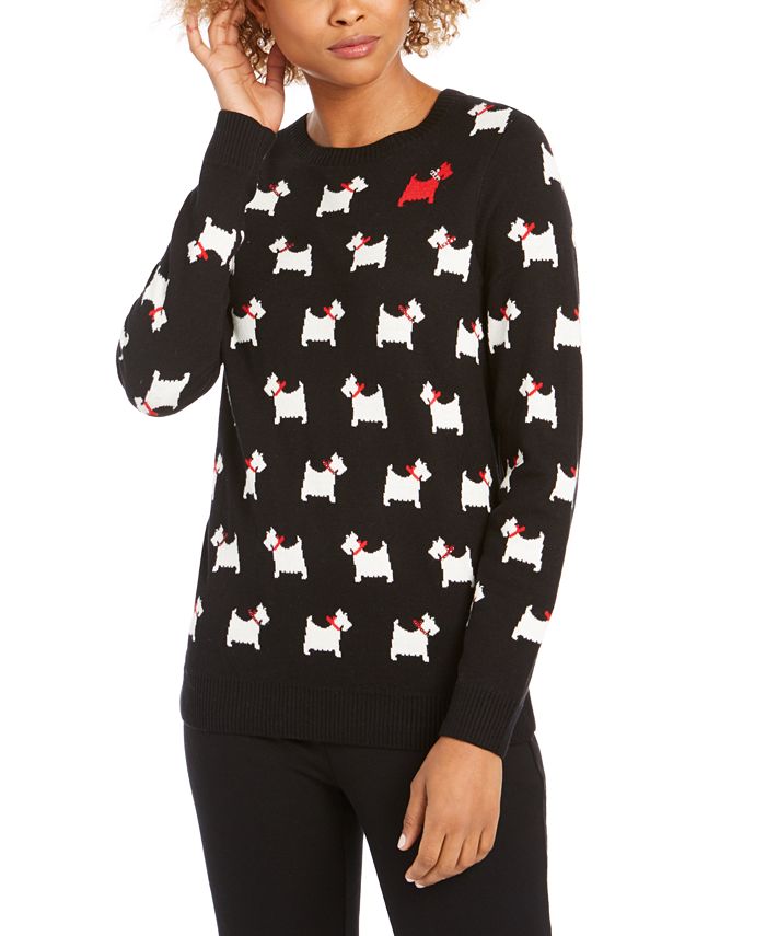 Charter Club - Dog-Print Crewneck Sweater