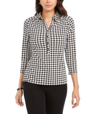 Charter Club Women's Printed Polo Top Size M