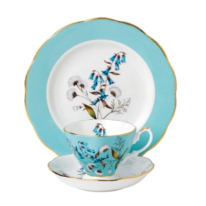 Royal Albert 100 Years 1950 3-piece Set -teacup, Saucer & Plate In Blue