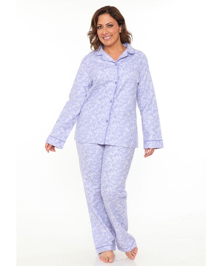 White Mark Plus Flannel Pajama Set - Macy's