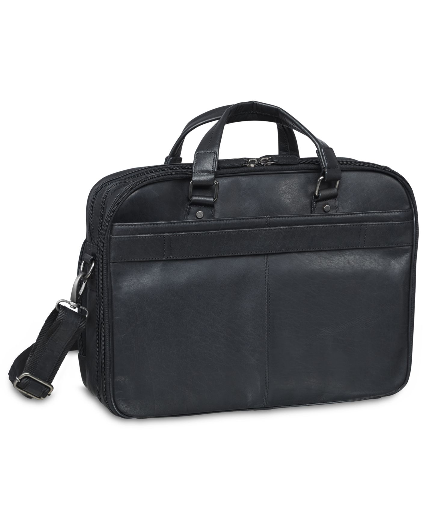 Мужская сумка Mancini Buffalo Collection Expandable Double Compartment Laptop/ Tablet Briefcase, цвет: Чёрный — фото 3
