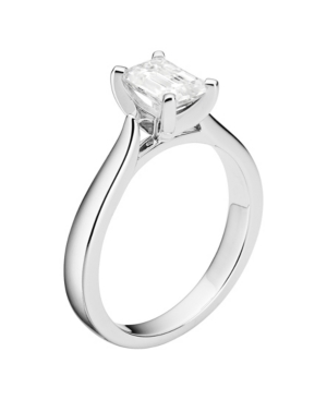 image of Moissanite Emerald Solitaire Ring 1 ct. t.w. Diamond Equivalent in 14k White Gold