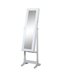 Floor Standing Mirror and Jewelry Armoire with LED Light
