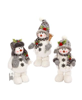 Gerson & Gerson Plush Standing Snowmen Figurines - Set of 3 - Macy's