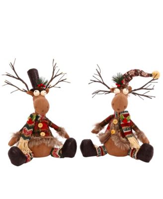 Gerson & Gerson - Plush Lighted Antler Moose Figurines (Set of 2)