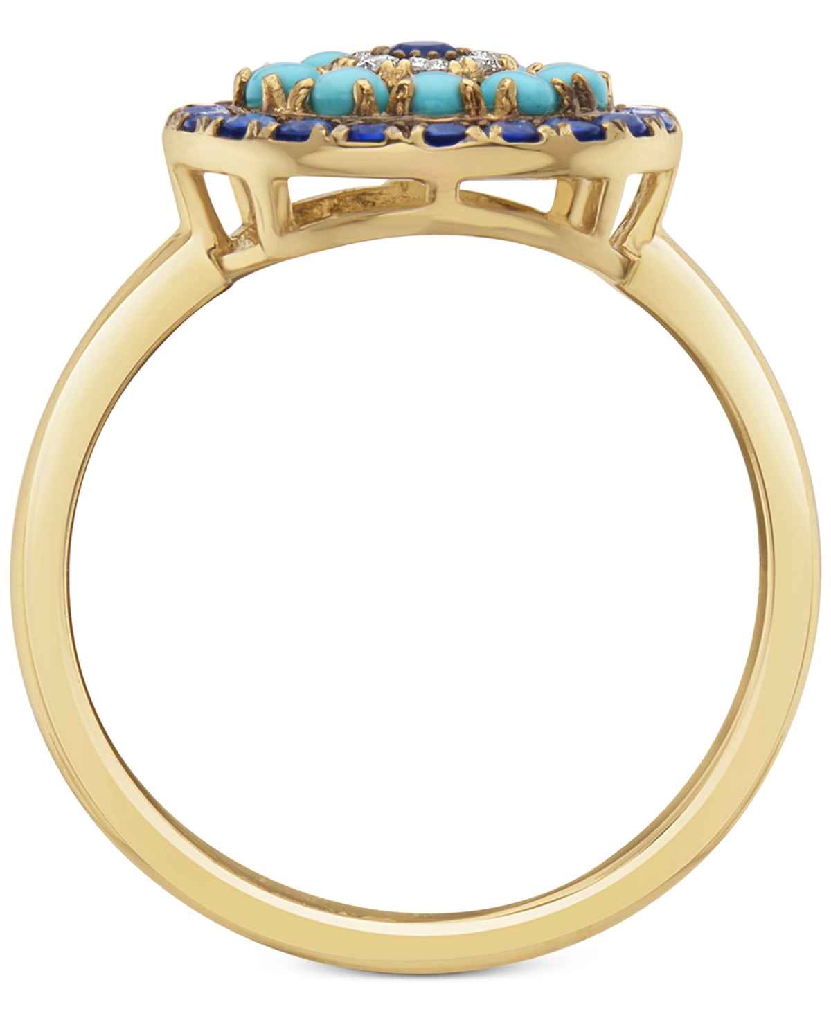 Effy Sapphire (1/2 ct. t.w.), Turqouise & Diamond (1/20 ct. t.w.) Statement Ring in 14k Gold