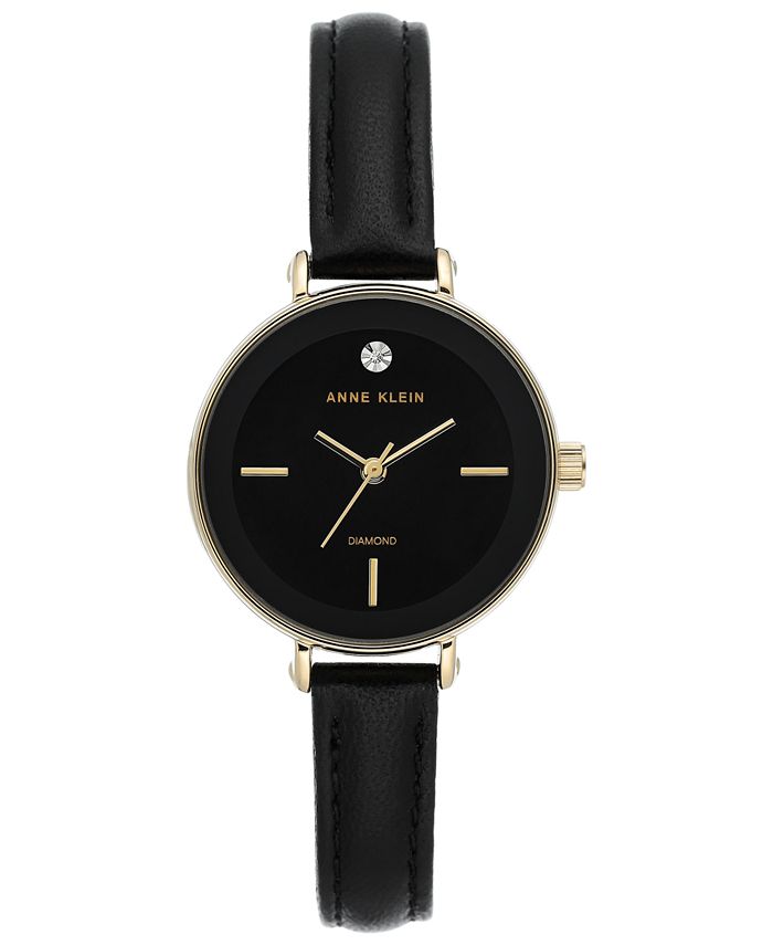 Anne klein black leather watch sales