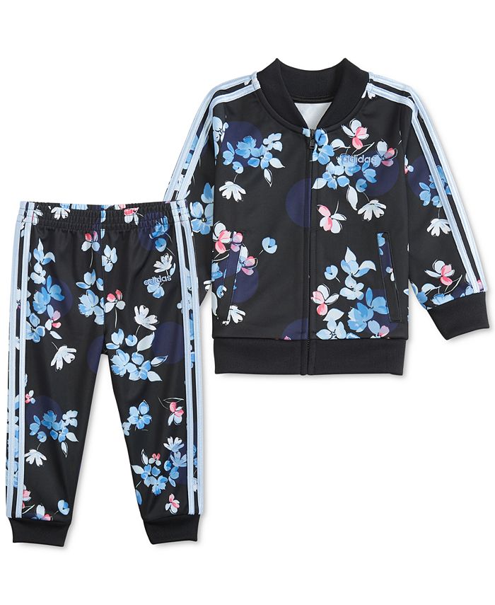 adidas Baby Girls Floral-Print Tricot Jacket & Pants Set - Macy's