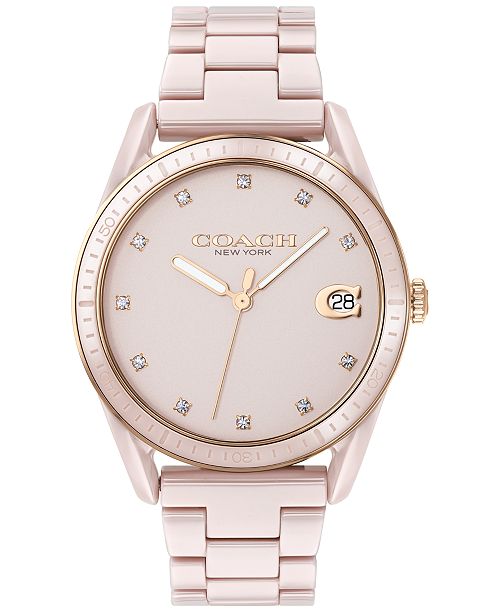 Coach Women S Preston Blush Ceramic Bracelet Watch 36mm Reviews Watches Jewelry Watches Macy S