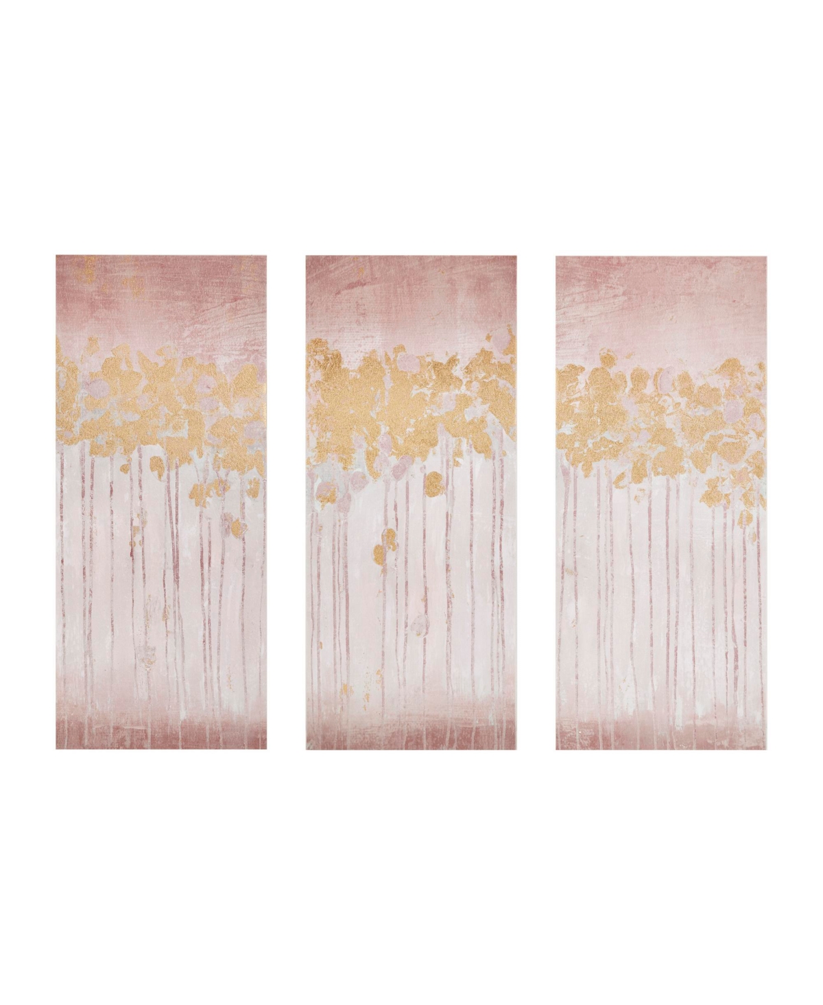 Madison Park Twilight Forest Gel Coated Canvas With Gold Foil 3-pc Set In Blush