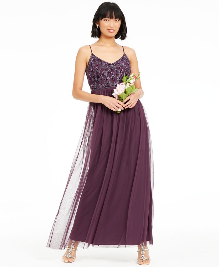 Adrianna Papell Beaded-Top Gown - Macy's