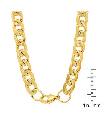 Men's 18k gold Plated Stainless Steel Accented 10mm Figaro Chain 24" Necklaces