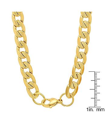 STEELTIME - Men's 18k Gold Plated Stainless Steel Accented 10mm Figaro Chain 24" from
