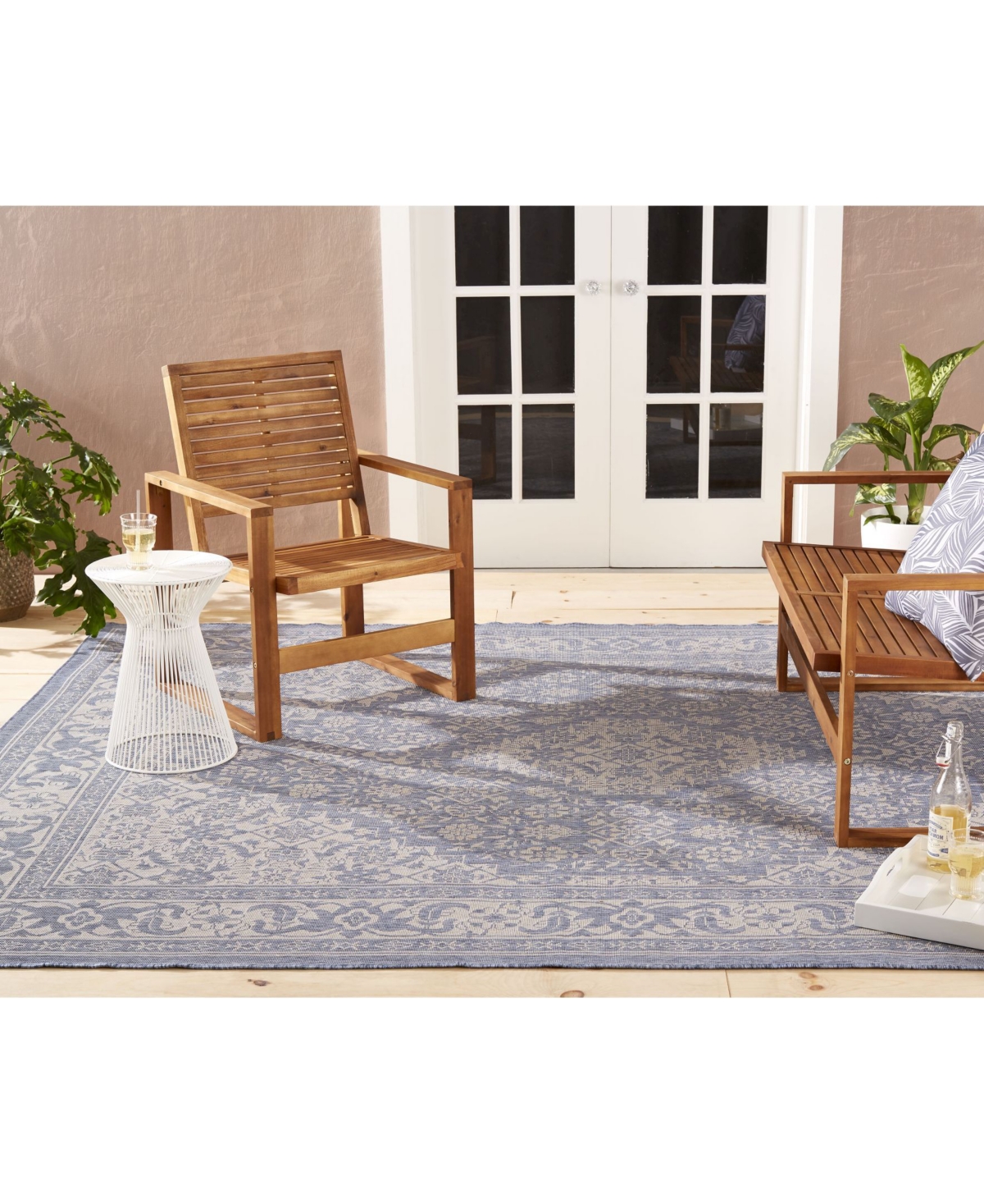 Nicole Miller Patio Country DahliaOutdoor Area Rug Collection - Blue