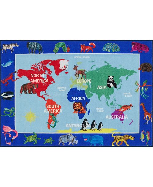 4 x 6 world map Eric Carle Elementary World Map Blue 2 11 X 4 3 Area Rug 4 x 6 world map