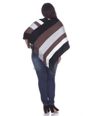 White Mark Plus Size Olenna Fringe Poncho