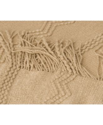 Battilo Home Woven Raised Zigzag, Chain Patterns and Tasseled End Throw, 50" X 60"
