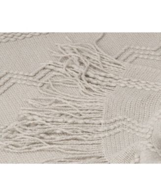 Battilo Home Woven Raised Zigzag, Chain Patterns and Tasseled End Throw, 50" X 60"