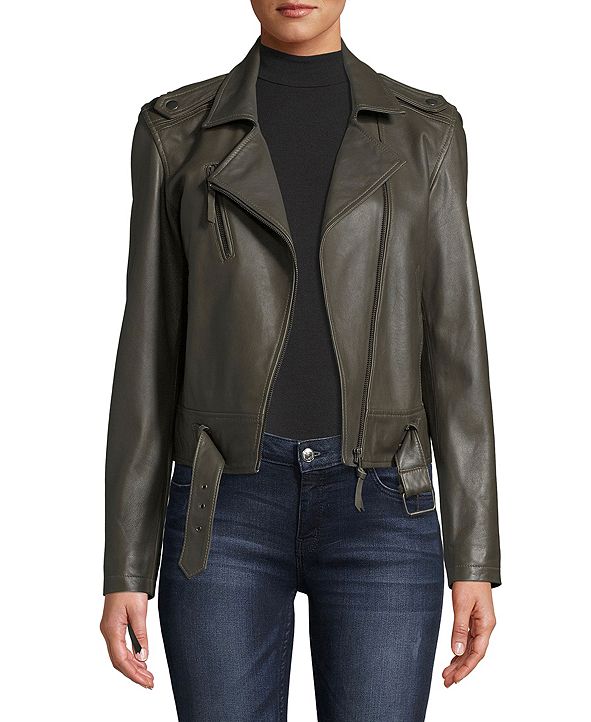 Nicole Miller Leather Moto Jacket & Reviews - Jackets & Blazers - Women ...